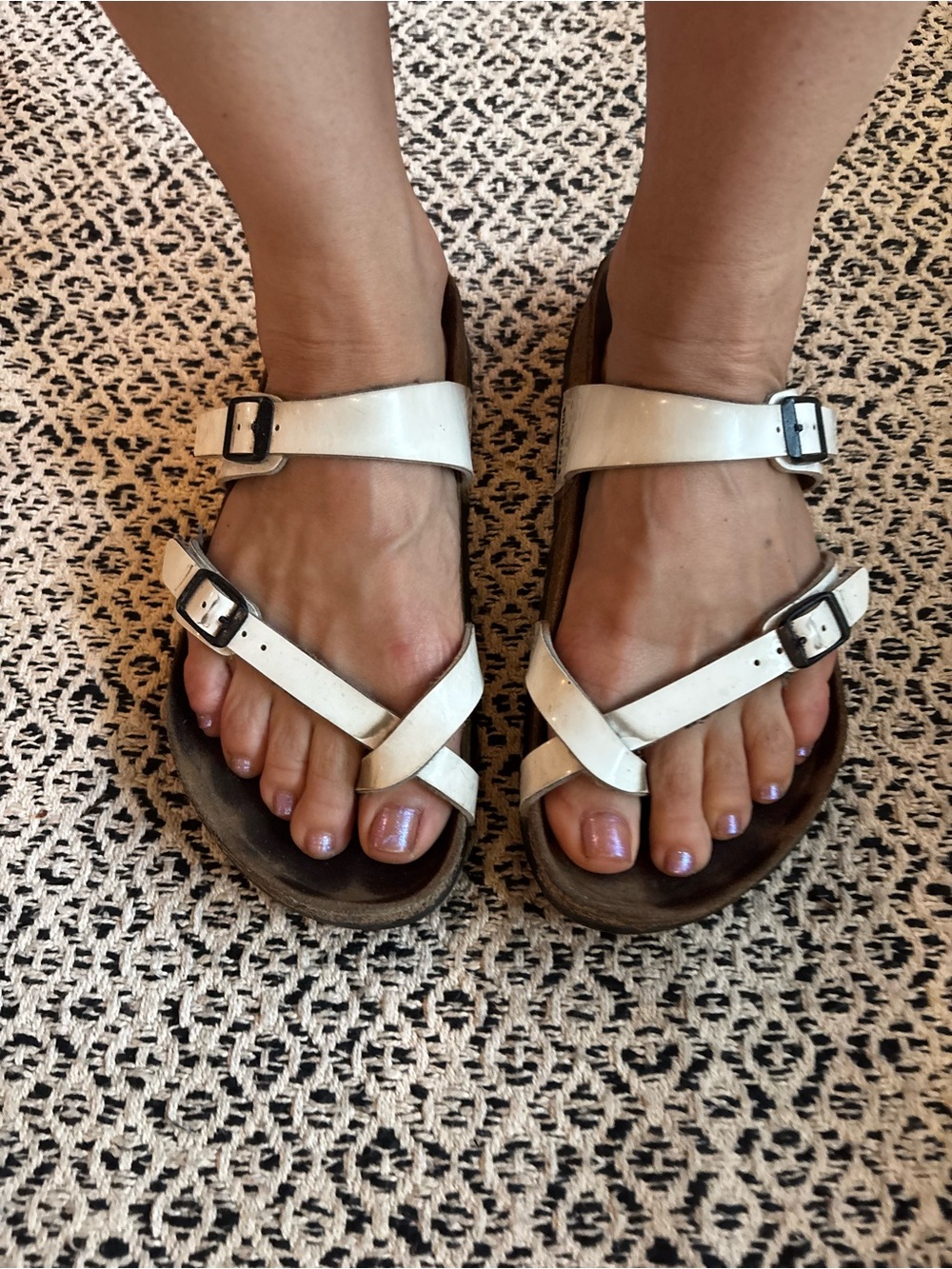Birkenstock White Double-Buckle Sandals